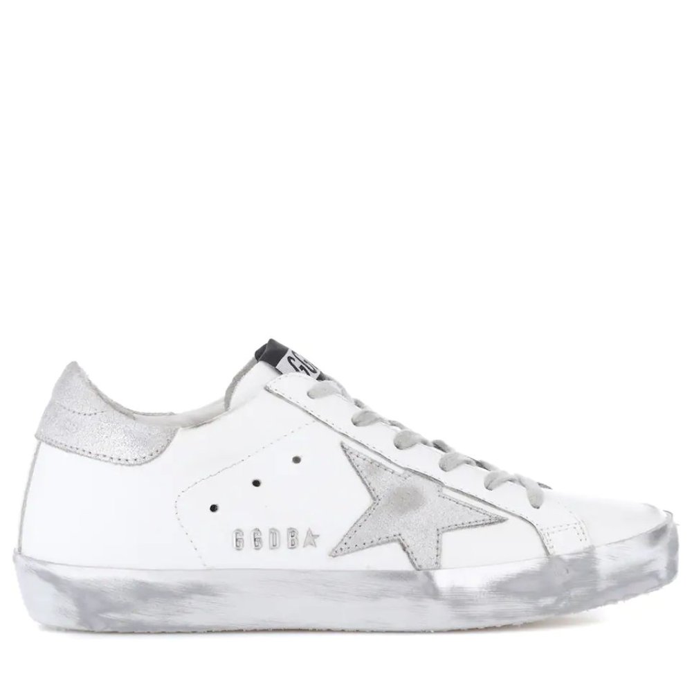 Golden Goose Superstar Leather Sneakers in Silver/White